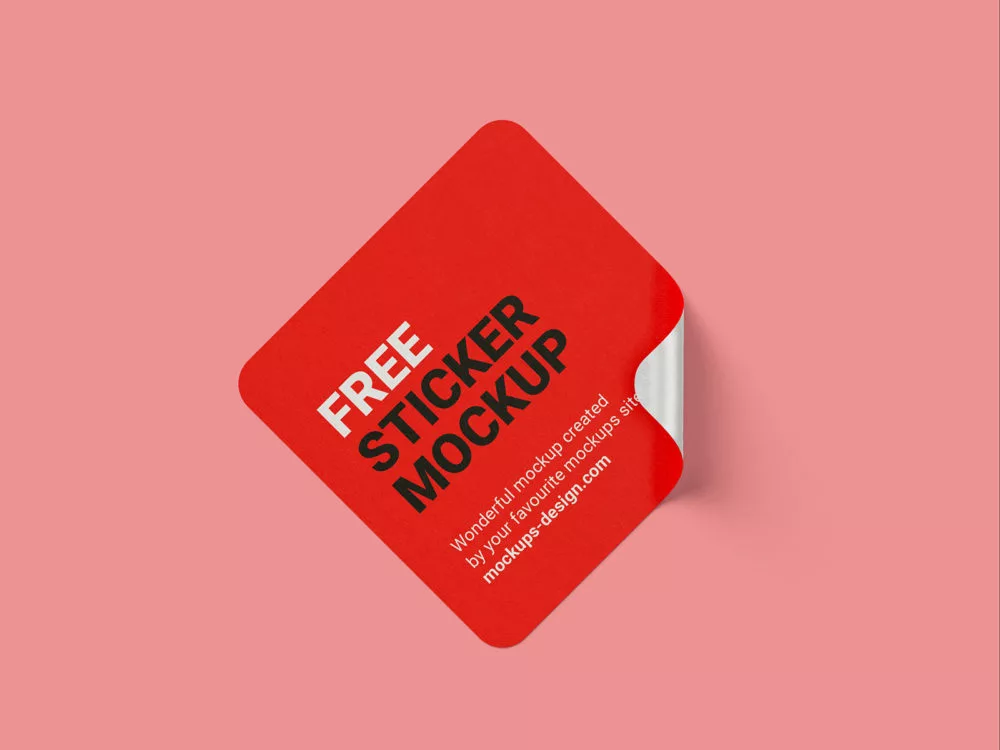 Free Square Sticker Mockup Set with Rounded Corners