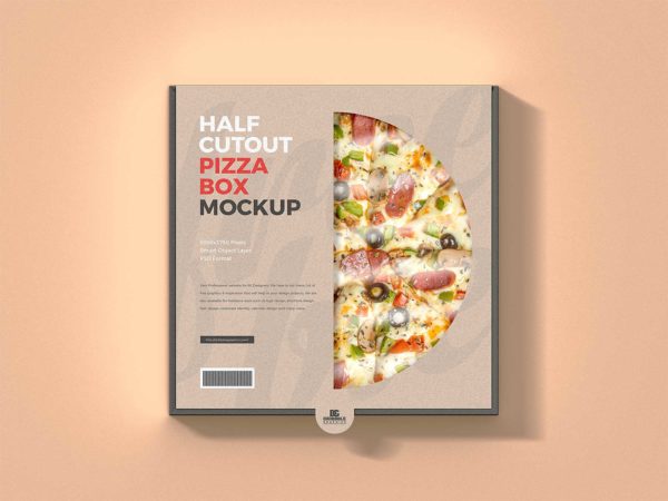 Half Cutout Pizza Box Mockup