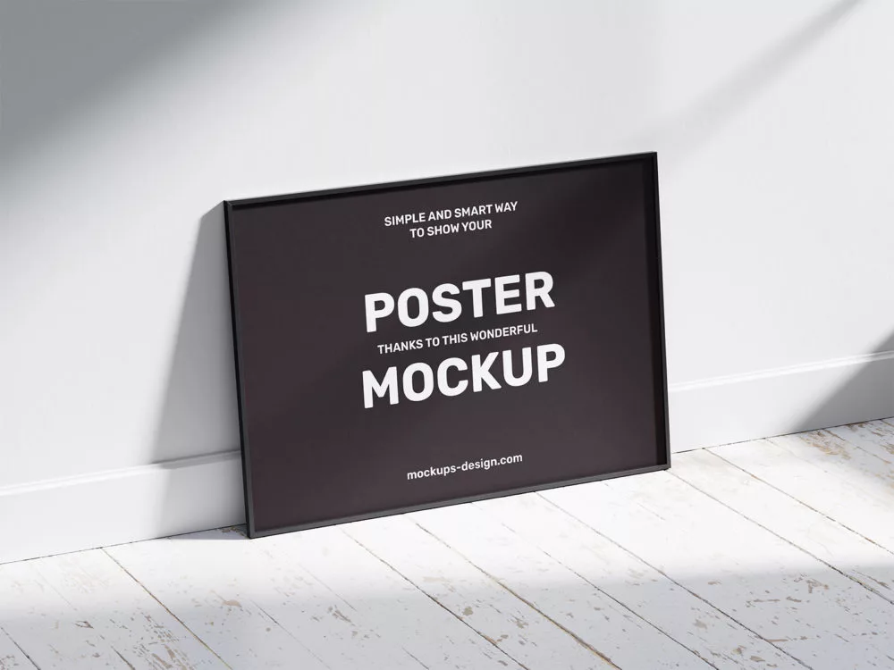 Horizontal Poster Frame Mockup on a Floor