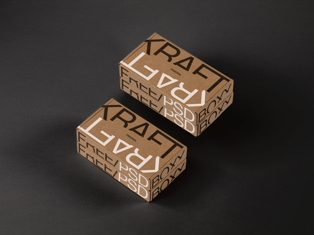 Kraft Boxes Packaging PSD Mockup