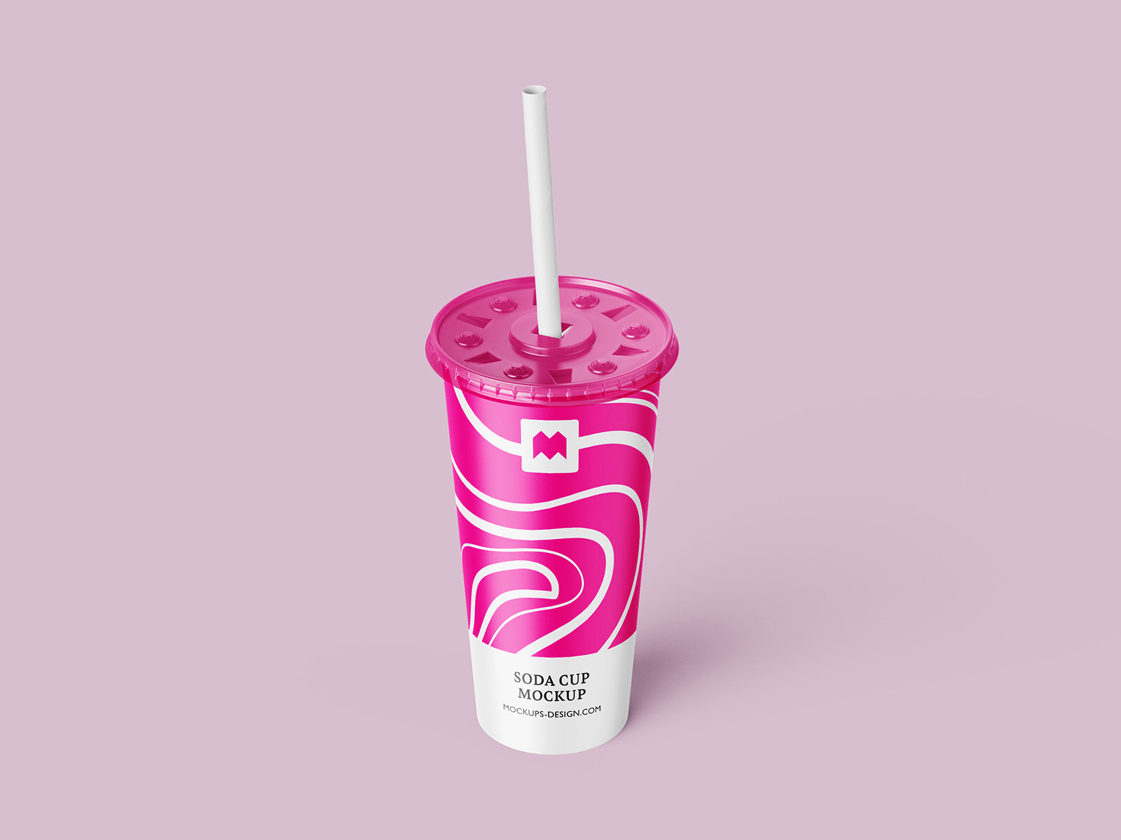 Paper Soda Drink Cup Mockup with Straw Free Set