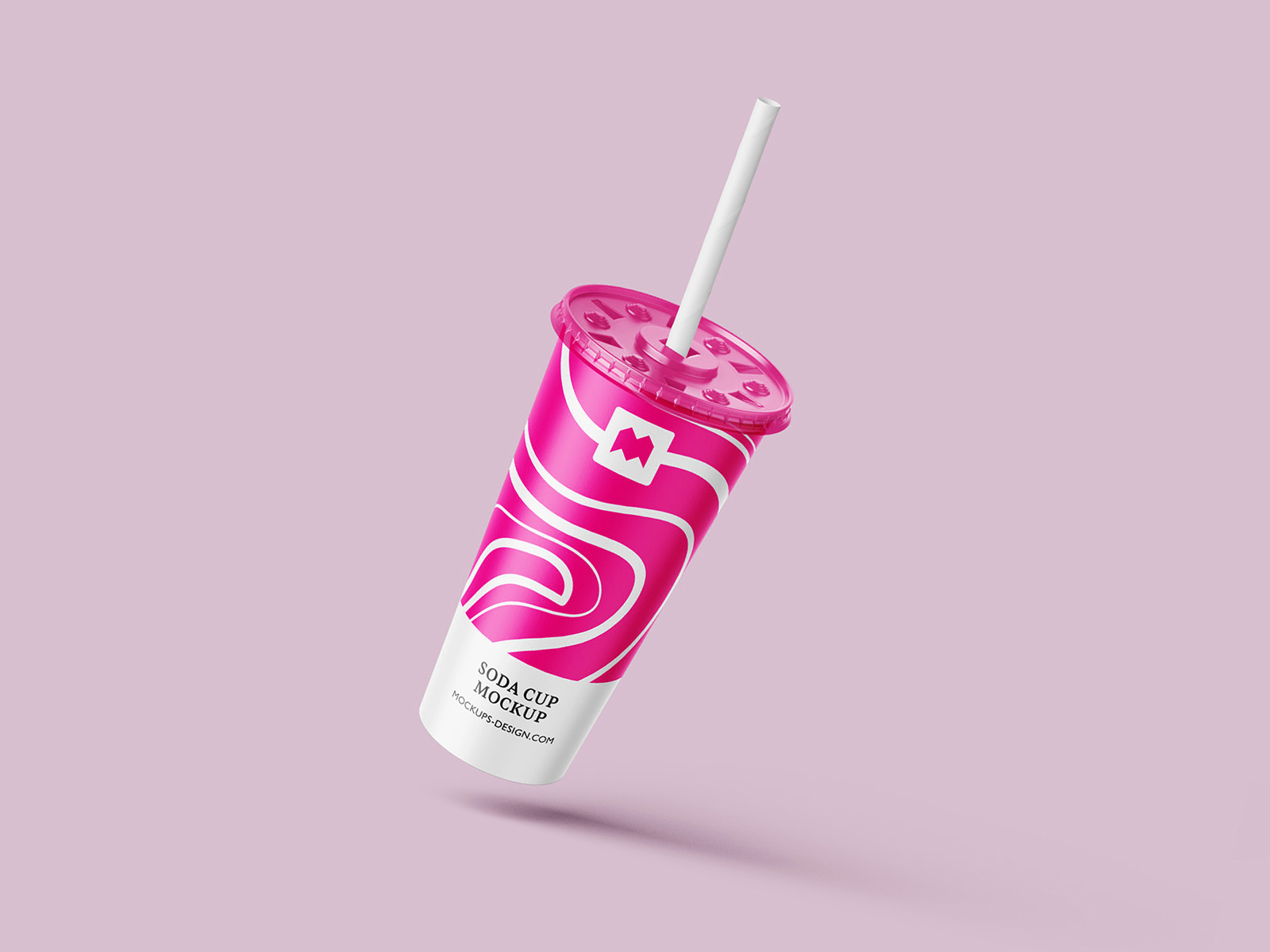 Paper Soda Drink Cup Mockup with Straw Free Set