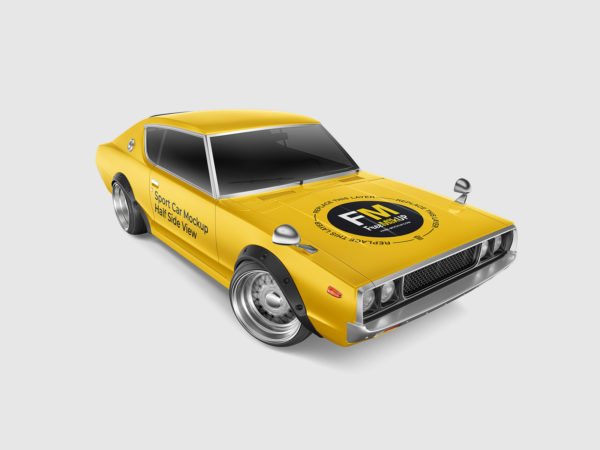 Retro Sport Car Mockup – Half Side View