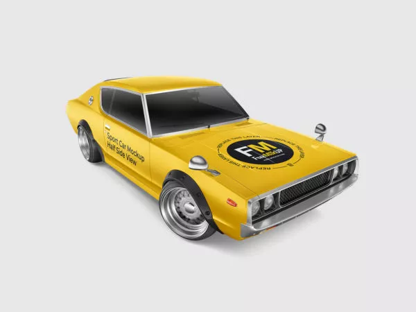 Retro Sport Car Mockup – Half Side View