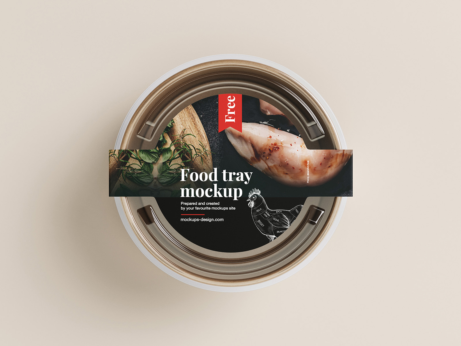 Round Food Tray Container Mockup