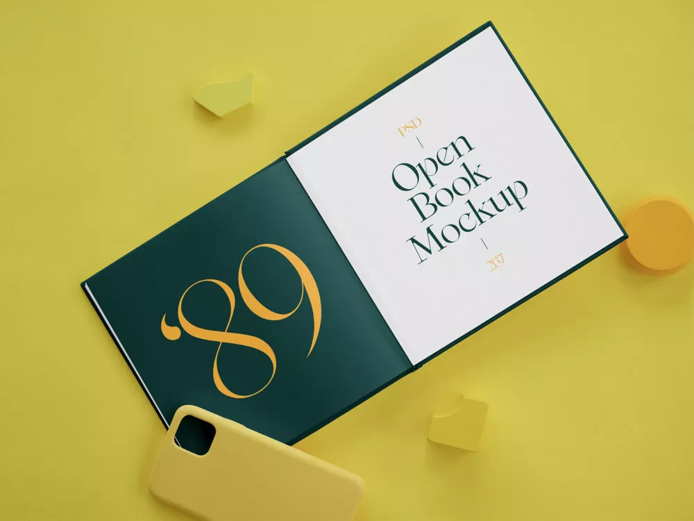 Square Hardcover Book Mockups on a Desk