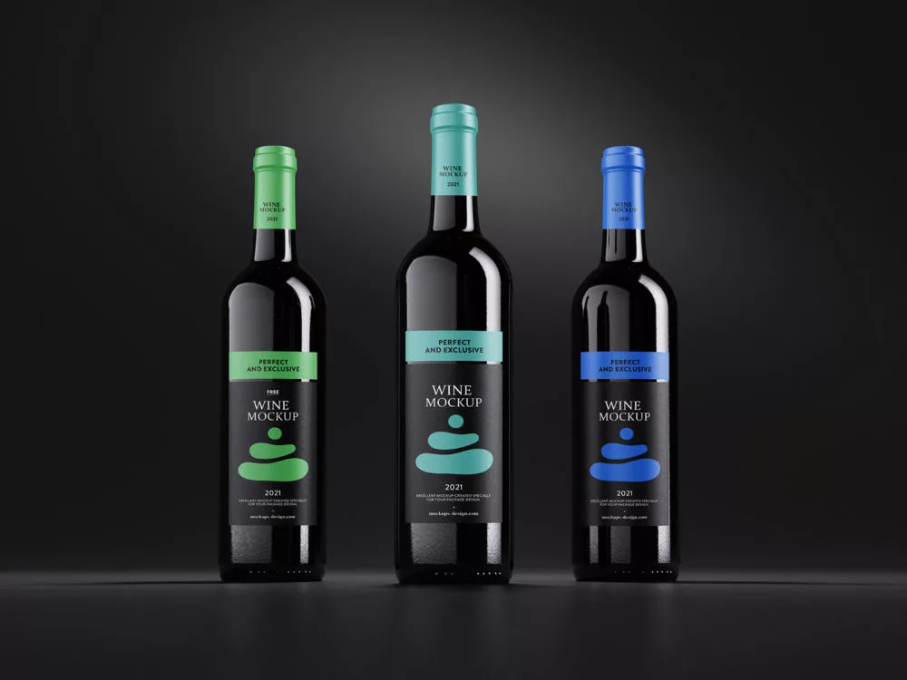 Wine Bottles Branding Mockup Set Free Download