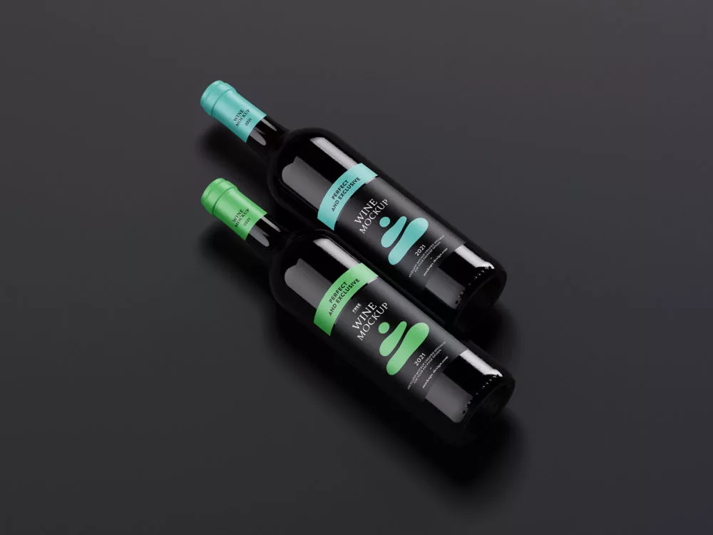 Wine Bottles Branding Mockup Set Free Download