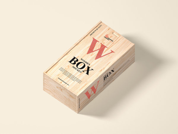 Wooden Box Packaging PSD Mockup
