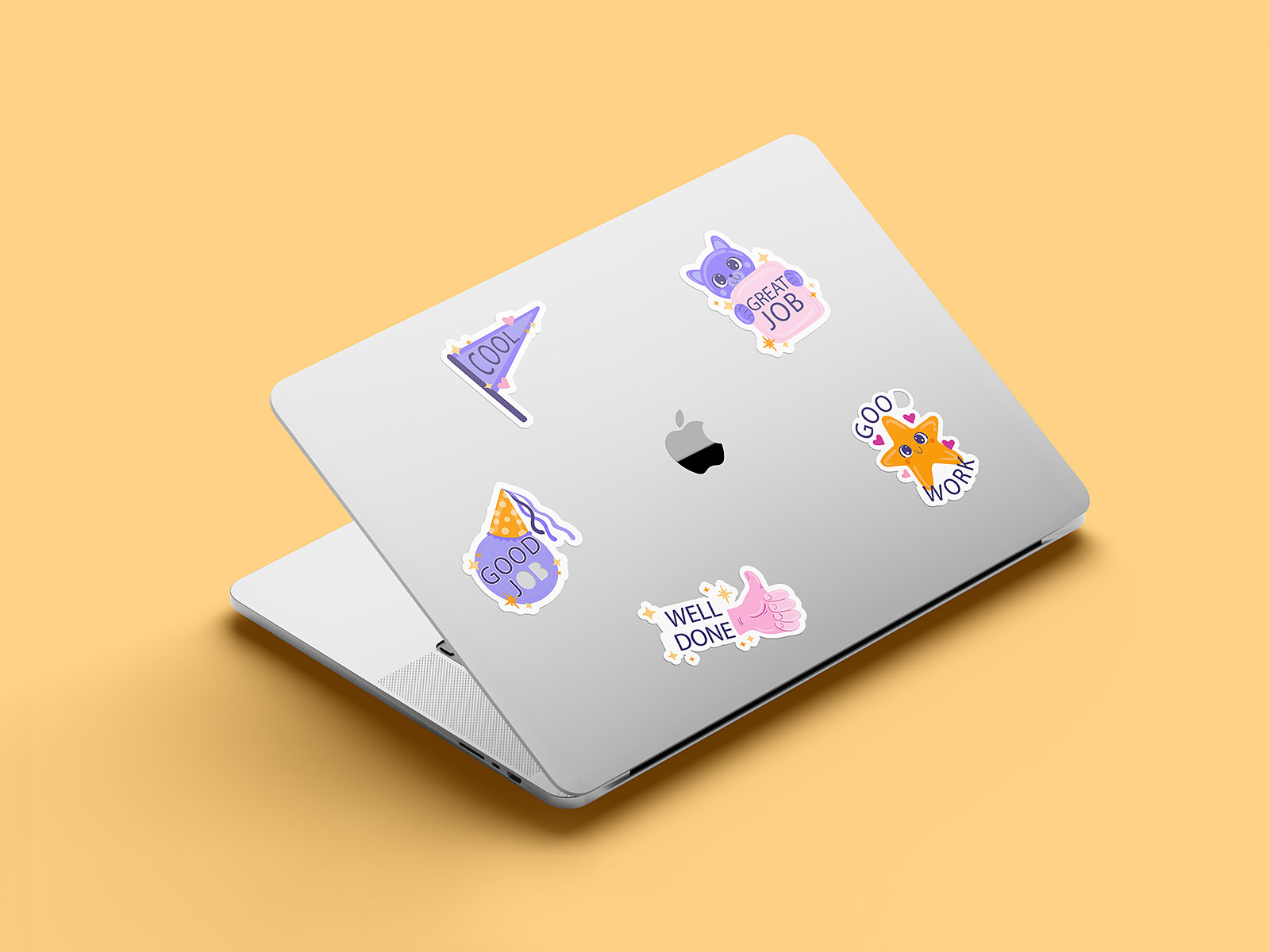Aesthetic Laptop Sticker Mockup Set: Elevate Your Tech Vibe with Distinctive Designs!