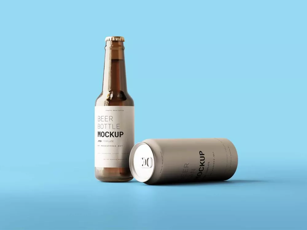 Beer Bottle Mockup with Can Mockup: A Refreshing Branding Experience