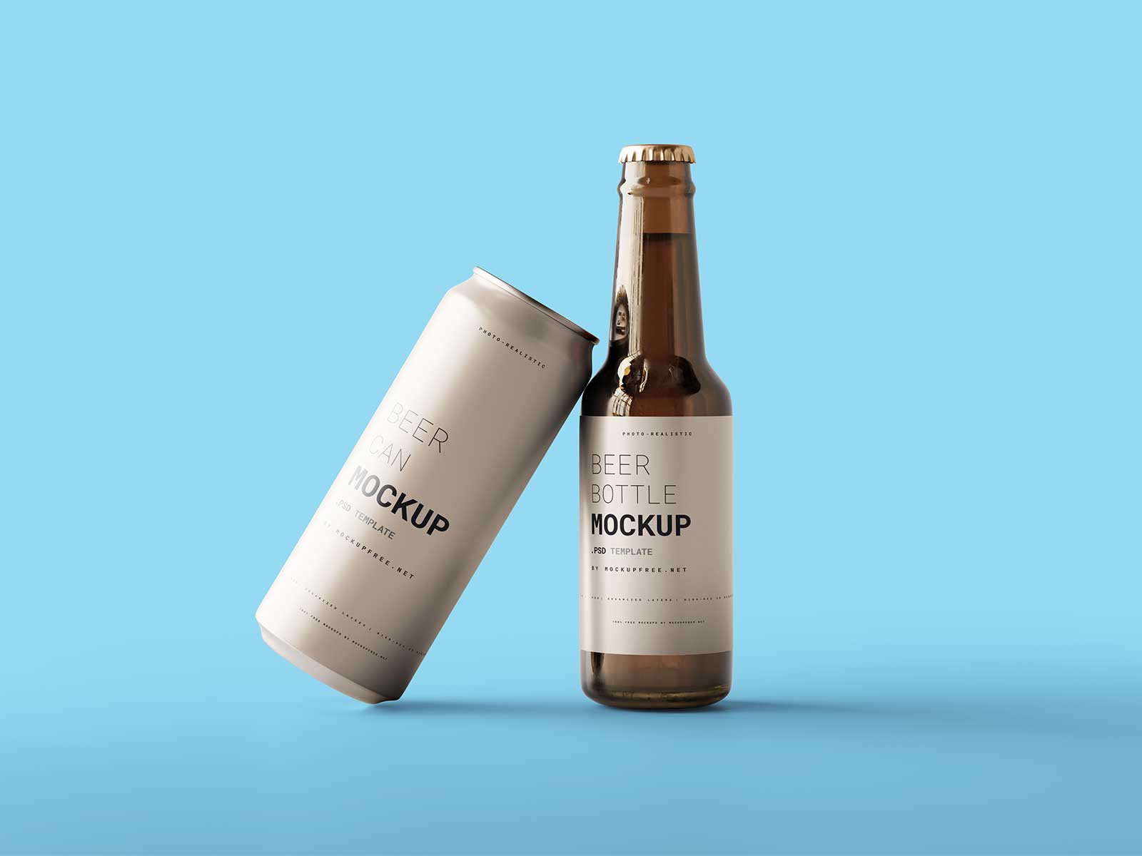 Beer Bottle Mockup with Can Mockup | Free Mockup