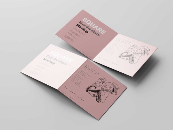 Bifold Square Brochure Mockup