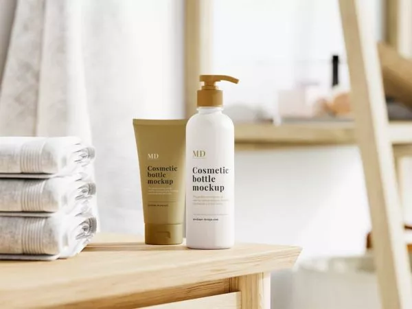 Cosmetic Bottle and Tube Mockup PSD