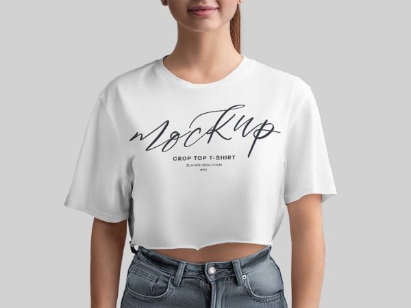 Crop Top Woman T-Shirt Mockup