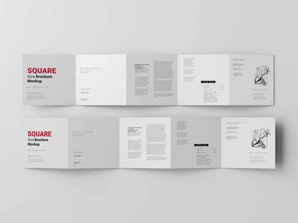 Five-Fold Square Brochure Mockups: Elevate Your Presentation