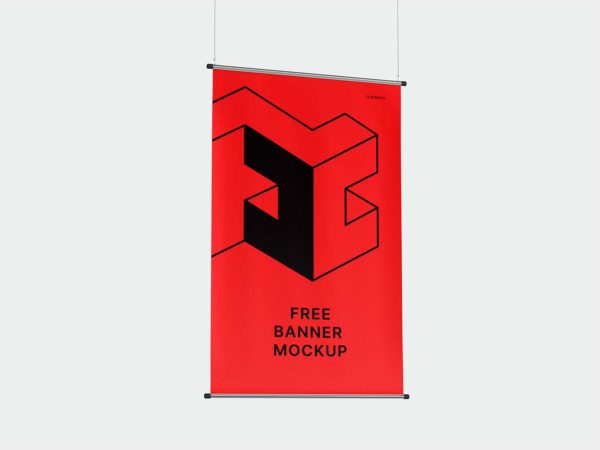 Free Hanging Banner PSD Mockup