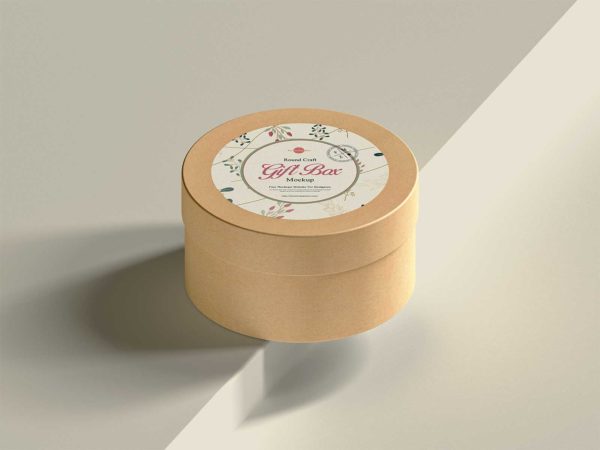 Free Round Gift Box Mockup: Wrap Your Gifts in Elegance