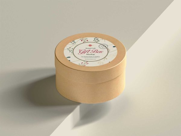 Free Round Gift Box Mockup