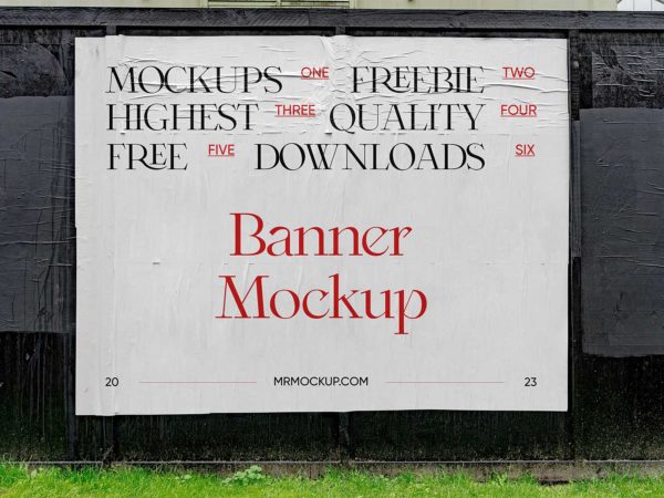 Glued Banner/Poster Mockup: Seamlessly Adhere Your Designs!