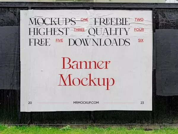 Glued Banner/Poster Mockup: Seamlessly Adhere Your Designs!