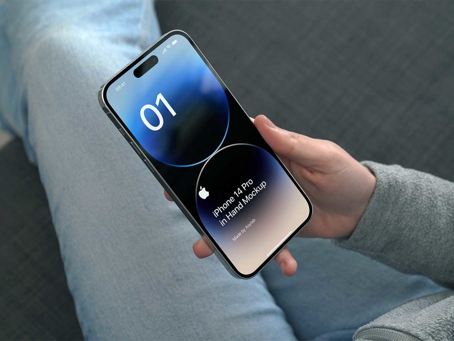 Hand Holding iPhone 14 Pro Mockup