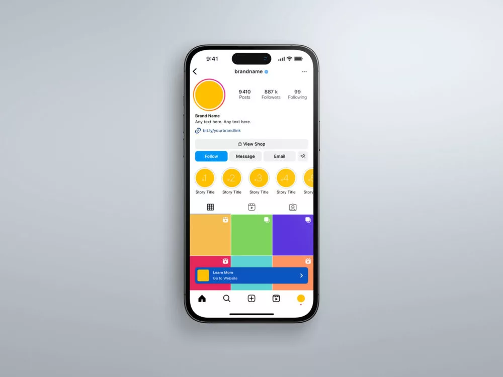Instagram Profile Mockup Light & Dark Themes