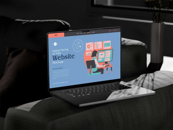 Laptop Website Mockup Free PSD