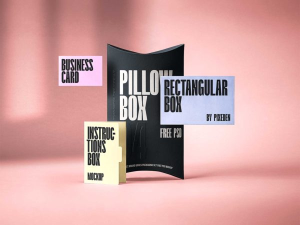 Pillow Box Branding Mockup Free PSD