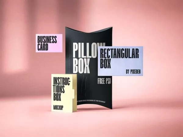 Pillow Box Branding Mockup Free PSD