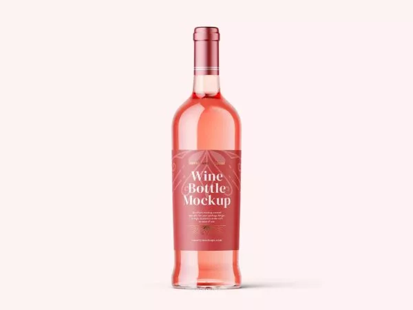 Rose Wine Bottle Mockup