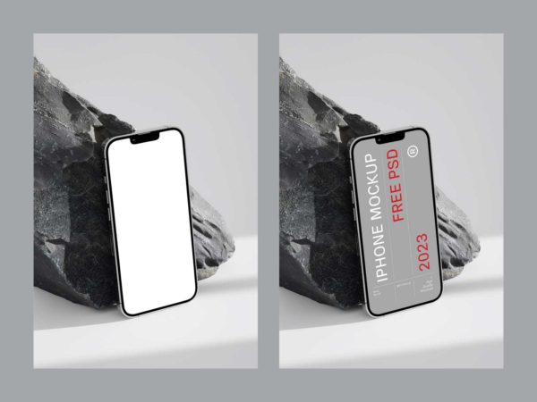 Smartphone PSD App Mockup Standing Near Stone: A Solid Foundation for Your App Designs