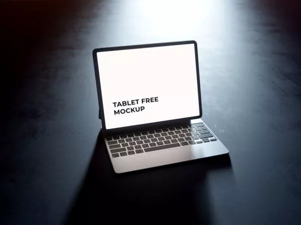 Tablet Screen Mockup with Keyboard