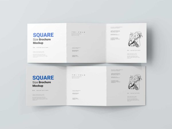 Trifold Square Brochure Mockups