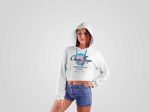 Women Crop Top Hoodie Free Mockup