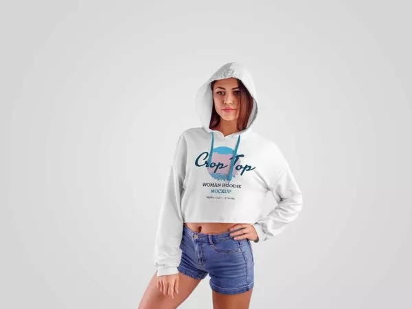 Women’s Crop Top Hoodie Mockup