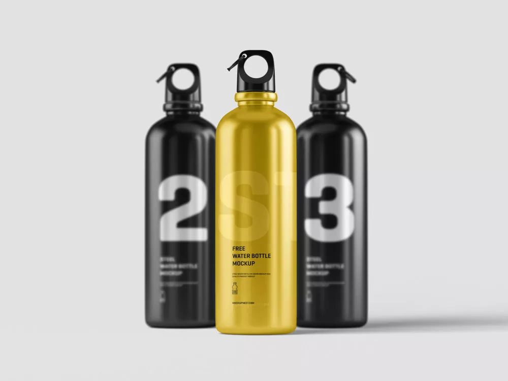 Aluminum Water Bottle Free Mockups