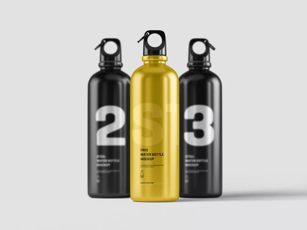 Aluminum Water Bottle Free Mockups