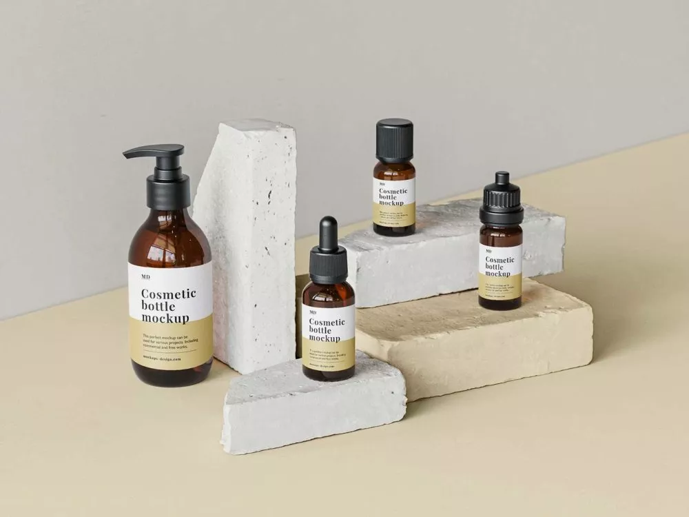 Branding Cosmetic Line Bottle Free Mockups