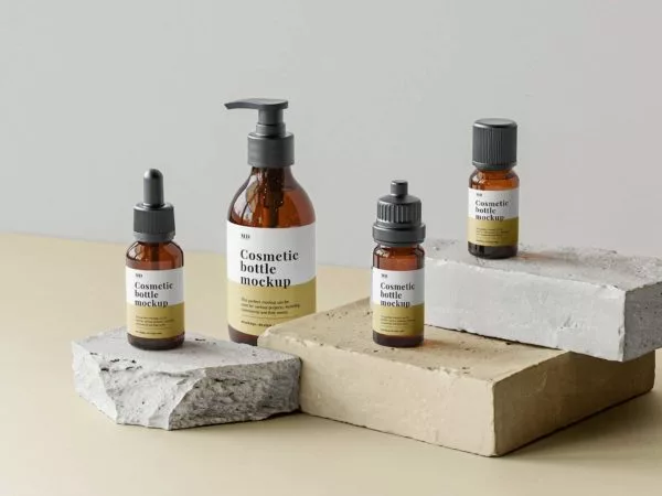 Branding Cosmetic Line Bottle Mockups