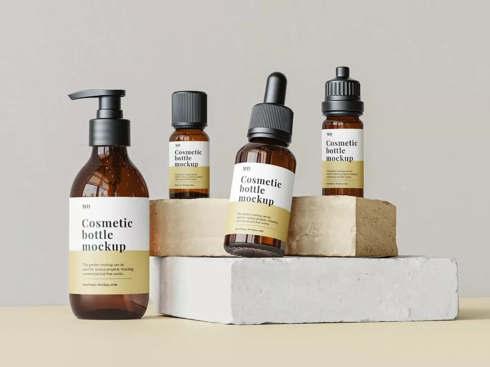 Branding Cosmetic Line Bottle Free Mockups