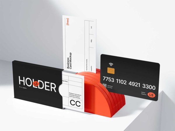 Credit Card with Business Card Free Mockups
