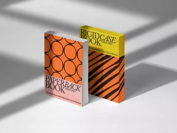 Free Book Mockup with Rigid Case PSD