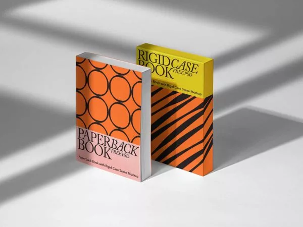 Free Book Mockup with Rigid Case PSD