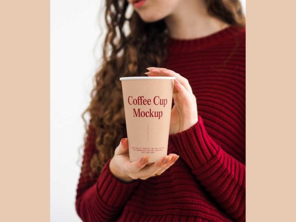 Free Coffee Cup Mockup in Women Hands