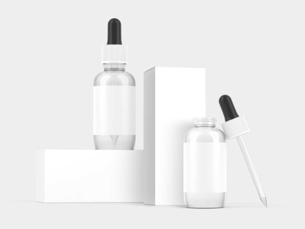 Free Dropper Bottle Mockup with Box Packaging