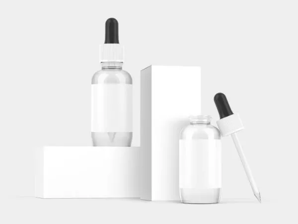 Free Dropper Bottle Mockup with Box Packaging