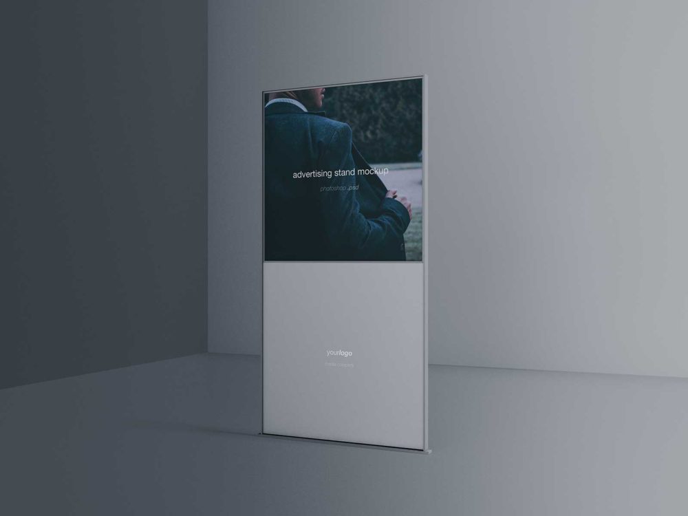 Free Indoor Advertising Stand Banner Mockup