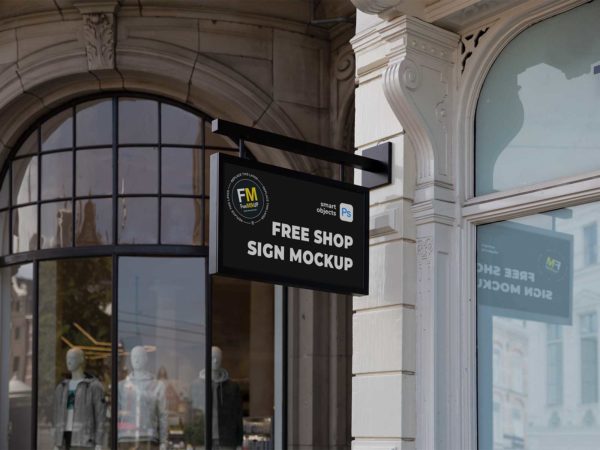 Free Shop Sign Logo Mockup