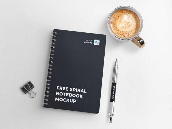 Free Spiral Notebook Mockup